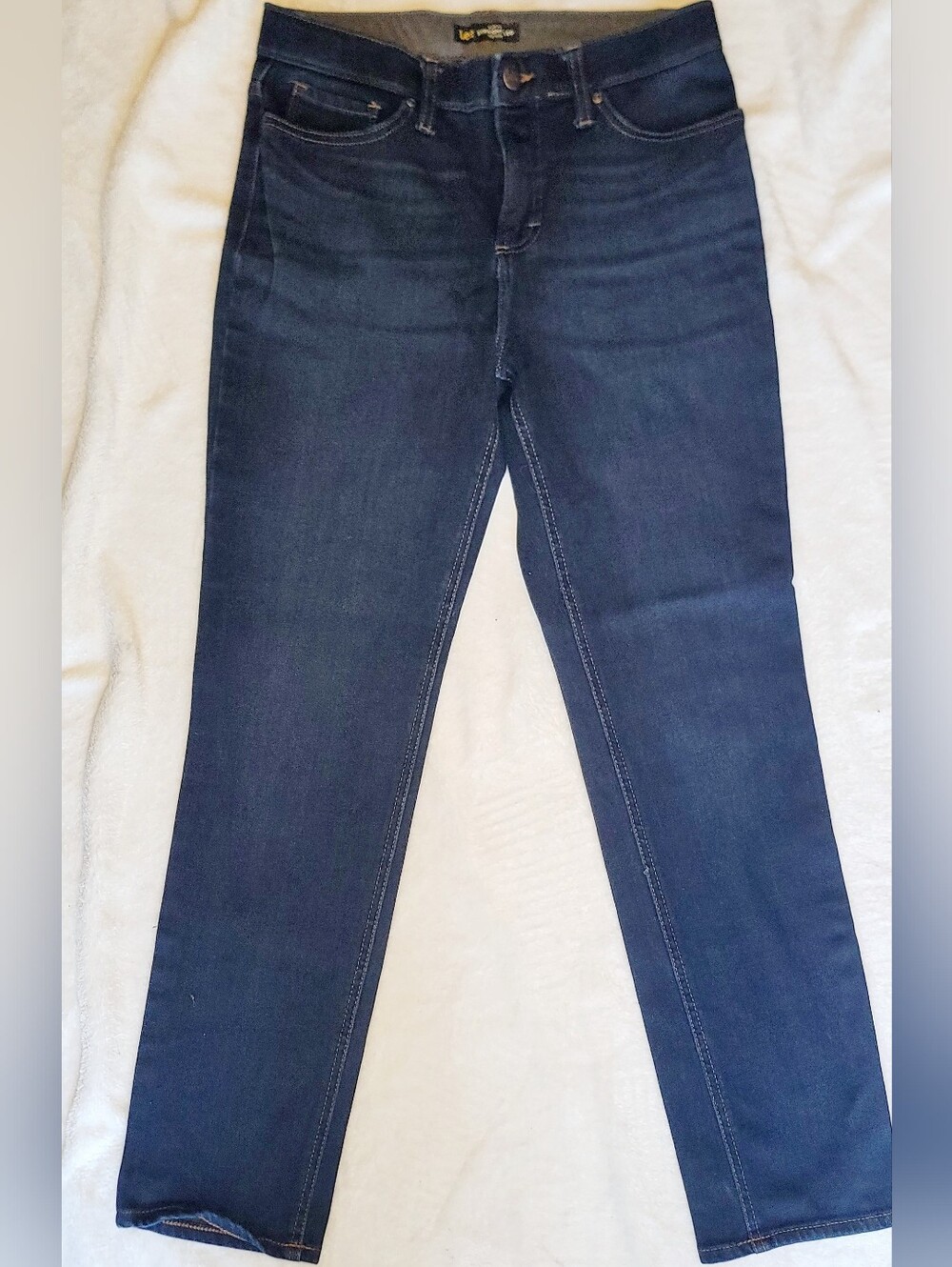 Lee Jeans Women's 8M Blue Regular Fit Straight Leg Mid Rise Denim Dark Wash